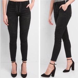 Gap True Skinny Lace Up Moto Black Jean 27